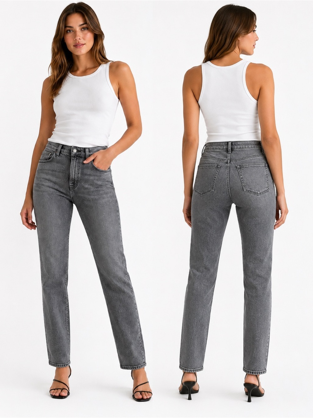 NWT Vervet Blue Jeanne High Rise Stretch Slim Straight Jeans Gray Wash Size 30